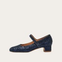 Dora Low Heels, navy glitter